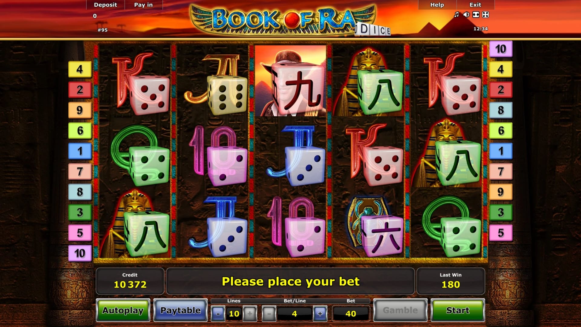 book of ra dice