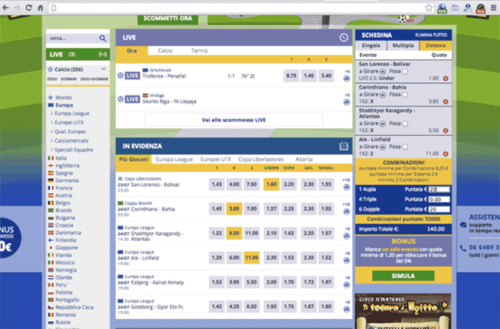 Eurobet scommesse live
